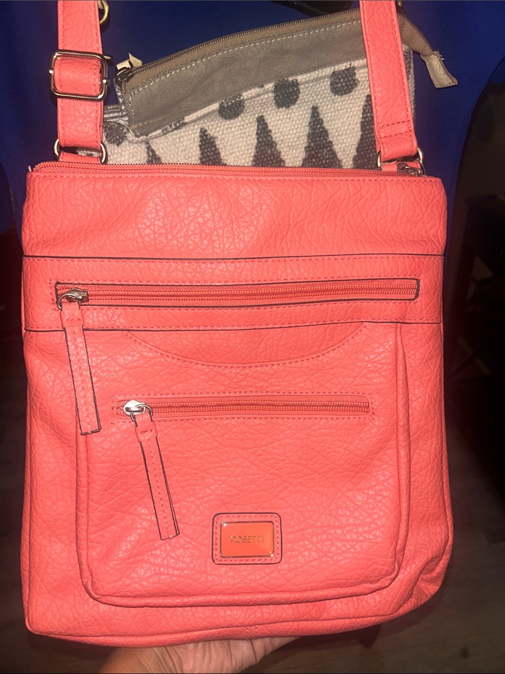Rossetti Watermelon Pink Crossbody Bag with Front Zip Pockets - Picture 2 of 5